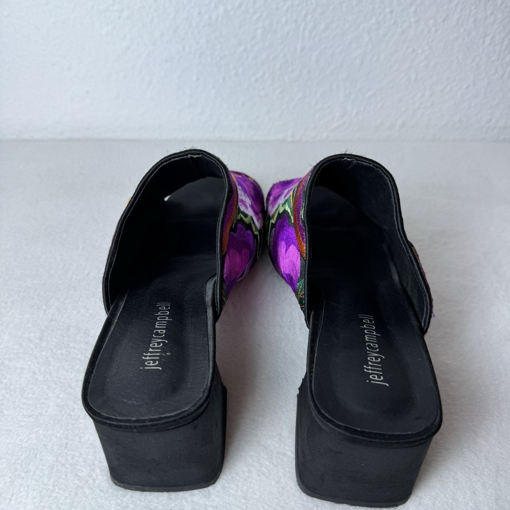Jeffrey Campbell Floral Bird Embroidered Mules Heels Women's 10 Boho Purple - Picture 3 of 14